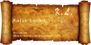 Kalik Lóránt névjegykártya